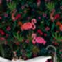 Exotic World Flamingo Wallpaper In Midnight Blue, thumbnail 1 of 5