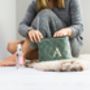 Luxurious Quilted Sage Green Embossed Wash Bag, thumbnail 4 of 5