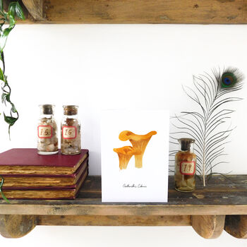 Chanterelle Mushroom Print A6 Greetings Card, 2 of 8