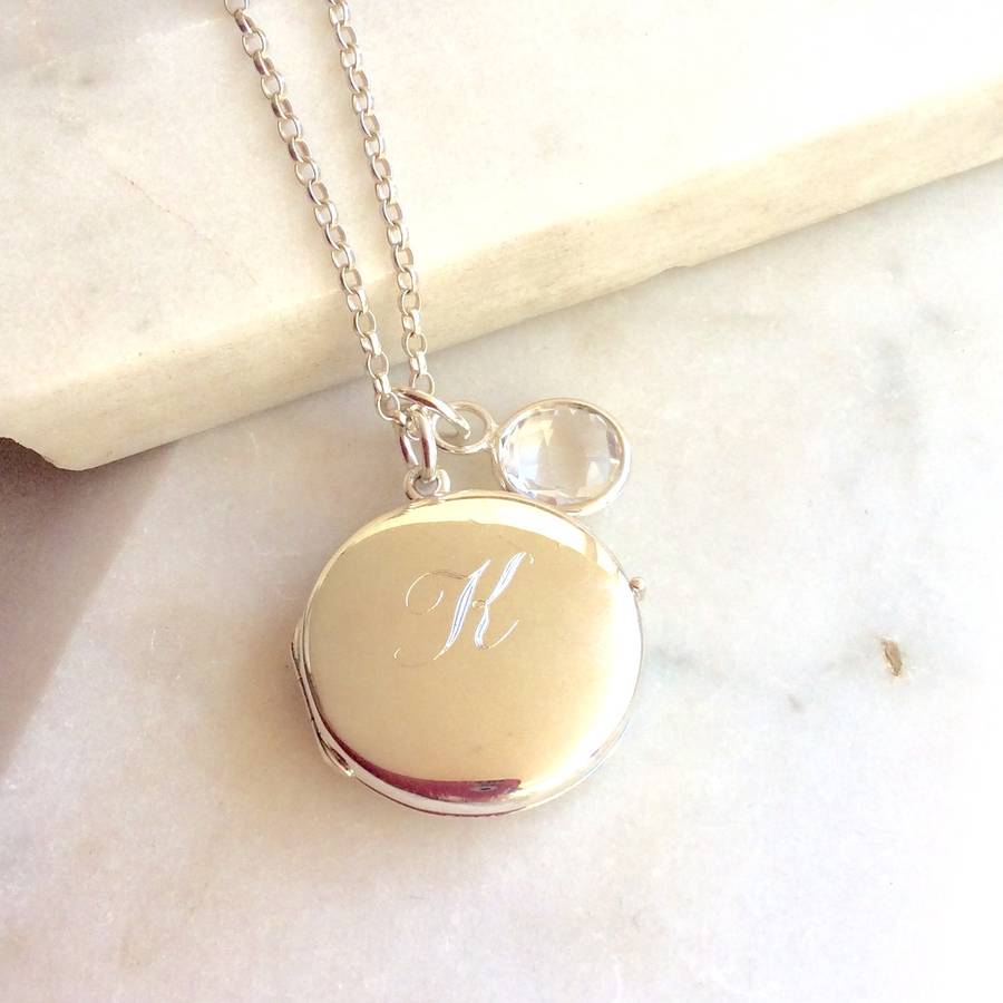 Personalised Round Locket With Birthstone Pendant By Lime Tree Design ...