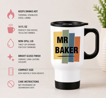 Persoanalised Male Teacher Travel Mug, 3 of 3