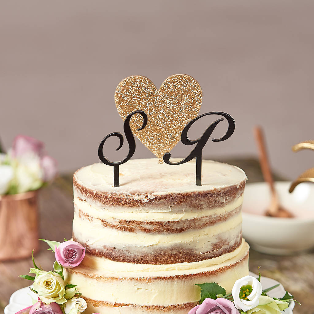 Love Heart With Initials Wedding Cake Topper By Suzy Q Designs Love Heart With Initials Wedding Cake Topper