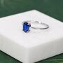 Sterling Silver One Carat Sapphire Blue Cz Oval Ring, thumbnail 5 of 11