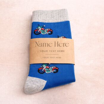 Motorcycle Themed Mens Socks With Personalised Label Sleeve, 3 of 4