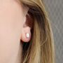 Oval Sterling Silver White Opal Stud Earrings, thumbnail 4 of 10