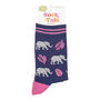 Women's Jungle Elephants Bamboo Socks Navy, thumbnail 3 of 4