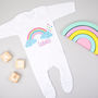 Personalised Rainbow Babygrow Baby Gift, thumbnail 3 of 8