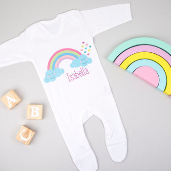Personalised Rainbow Babygrow Baby Gift, 3 of 8