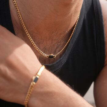 Silver Opal Gemstone Cuban Chain Bracelet For Men, 9 of 12