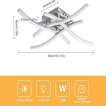 LED Ceiling Lights, Modern Dimmable Light With Remote, 4 of 12