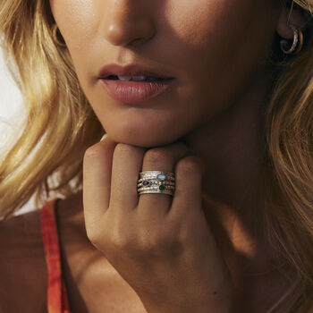 Ananda Green Onyx, Moonstone And Garnet Spinning Ring, 3 of 9