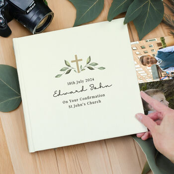 Personalised Religious Cross Square Photo Album, 4 of 7