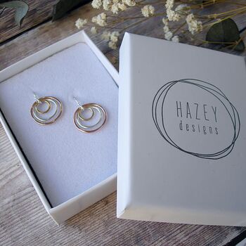 Rolled Gold, Silver And Rose Gold Circles Earrings, 3 of 5