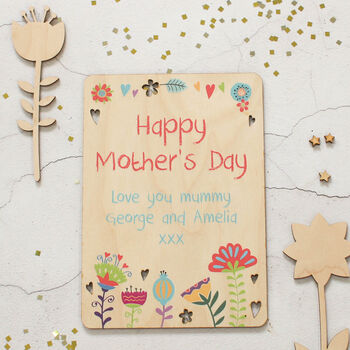 Personalised Happy Mothers Day Wooden Keepsake Card, 5 of 5