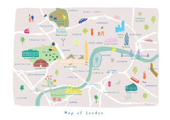 Personalised Map Of London Illustrated Art Print, 2 of 4