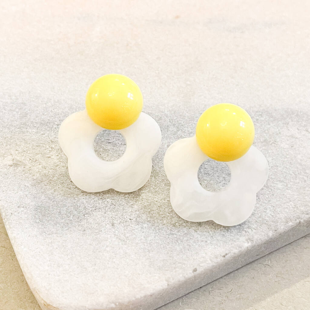 Chunky Marbled Acrylic Daisy Stud Earrings, 1 of 1