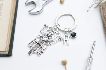 Motorbike Personalised Skeleton Keyring Biker Gift, 2 of 8