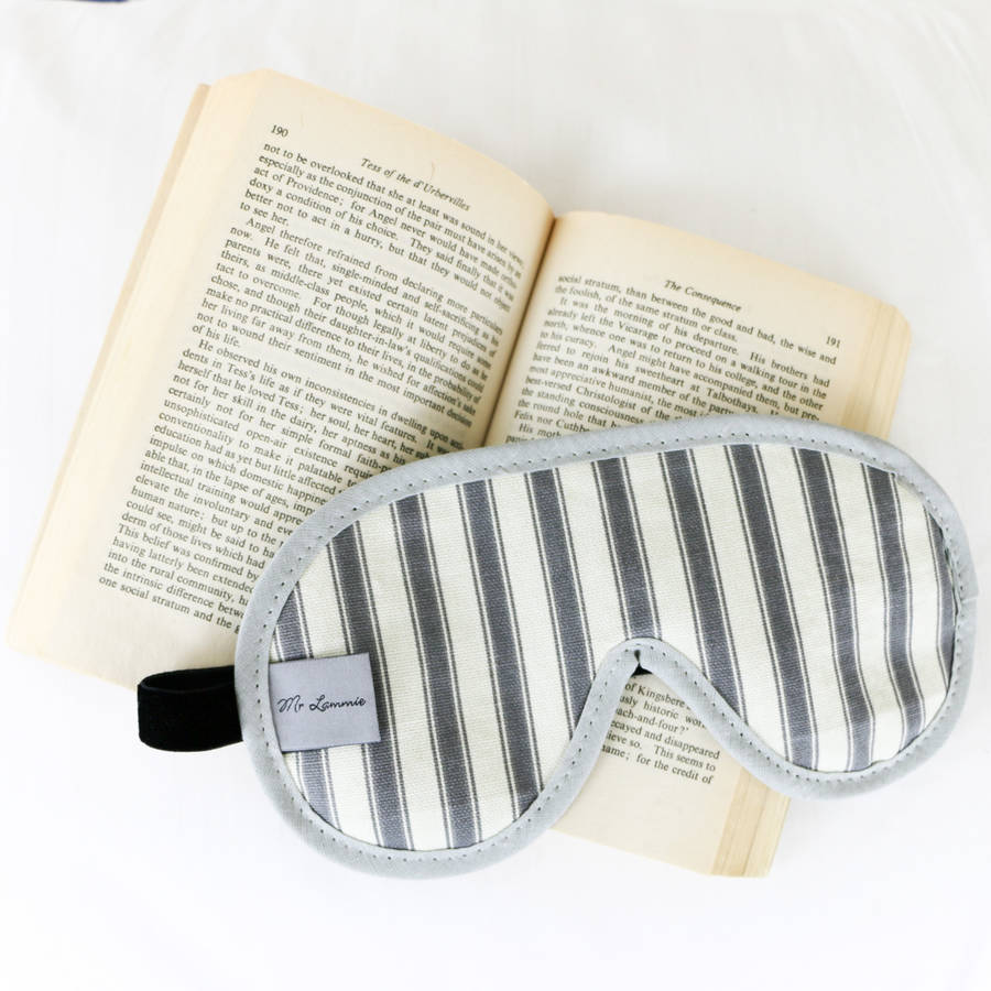 Men's Luxury Sleep Mask Grey Stripe By Love Lammie & Co