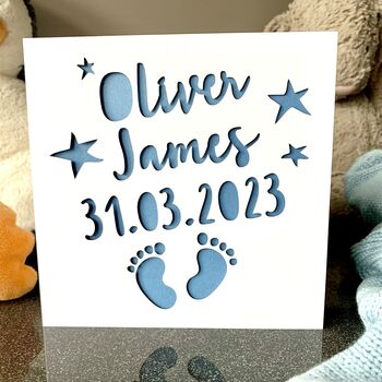 Personalised New Baby Footprints Card, 2 of 4