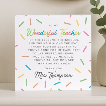 Personalised Thank You Card For Teacher, 5 of 7