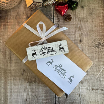 Large Merry Christmas Deer Rubber Stamp For Crafting, 4 of 4