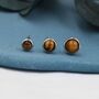 Sterling Silver Genuine Tiger's Eye Stud Earrings, thumbnail 1 of 12
