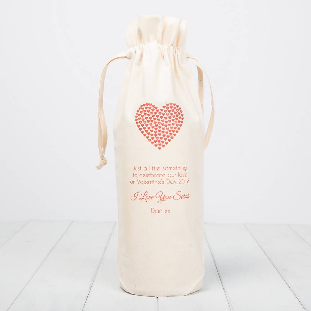 Personalised Valentines Wine Bottle Bag By British and Bespoke ...