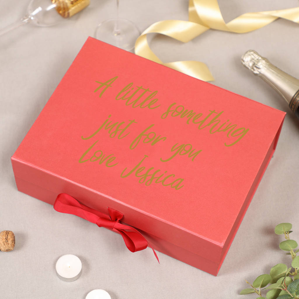 personalised luxury red gift box with ribbon by dibor