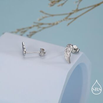 Sterling Silver Angel Wings Stud Earrings, 4 of 12