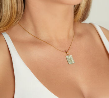 Matching Earrings And Necklace | Green And Cream | Rectangle Set, 6 of 10
