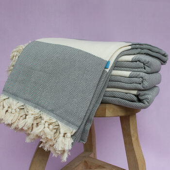 Herringbone Soft Cotton Blanket, Personalised Gift, 8 of 12