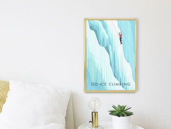 Go Ice Climbing Travel Poster Art Print, 3 of 8