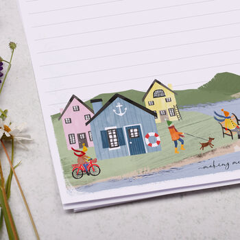 A4 Letter Writing Paper With Fishing Seaside Village, 2 of 4
