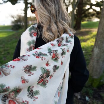 Bows And Pinecones Scarf In Personalised Gift Box, 3 of 10