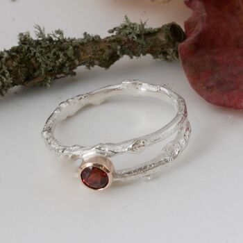 Silver And Rose Gold Woodland Twig Ring, 5 of 12