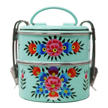 Indian Tiffin Two Compartments Hand Painted, 12 of 12
