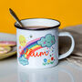 Personalised Children's Rainbow And Clouds Enamel Mug, thumbnail 1 of 8