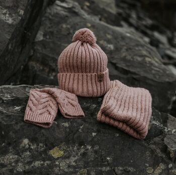 Knitted Hat, Snood And Wrist Warmer Set, 2 of 4