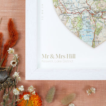 Personalised Map Location Heart Wedding Print Gift, 10 of 12