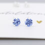 Tiny Sterling Silver March Aquamarine Birthstone Stud Earrings, thumbnail 3 of 9