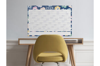 Wall Planner 2026 | Colourful Navy Floral Pattern | 2026 Yearly Planner | Year To View With Horizontal Monthly Planners And Notes, 2 of 2
