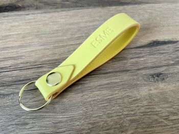 Personalised Embossed Yellow Leather Keyring, 9 of 12