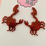 Red Glittery Crab Glitter Earrings, thumbnail 3 of 3