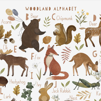 Woodland Alphabet Print, 2 of 7