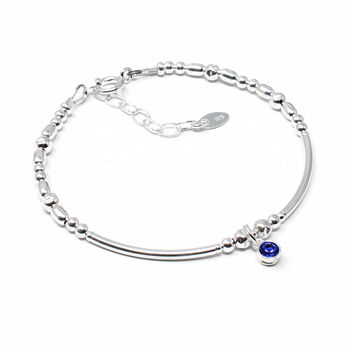 Sterling Silver Birthstone Beaded Bracelet, 3 of 4