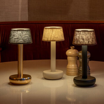 Humble Two Linen Table Lamp Gold/Emerald, 2 of 3