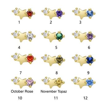 Birthday Birthstone Crystal Gold Plated Star Stud Earrings, 3 of 8