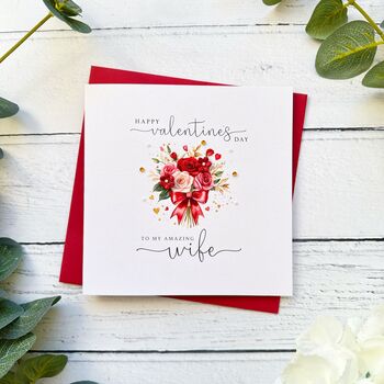 Handmade Bouquet Valentine's Day Card For Wife, Girlfriend Or Fiancee, 5 of 9