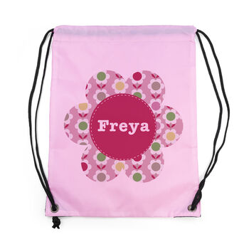 Personalised Classic Pink Flower Waterproof Swim Bag, 5 of 8