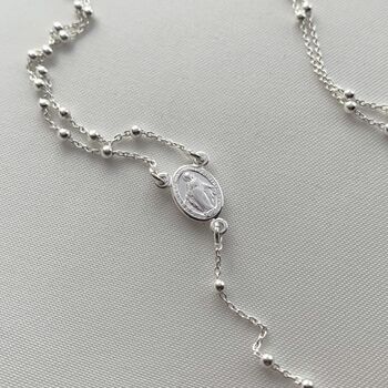 St Mary Rosary Necklace Silver Dinky Heart, 3 of 4